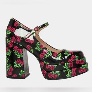 BETSEY JOHNSON Blondie Tin Can Rose Mary Jane Pump Shoes Platform Block Heel NWB